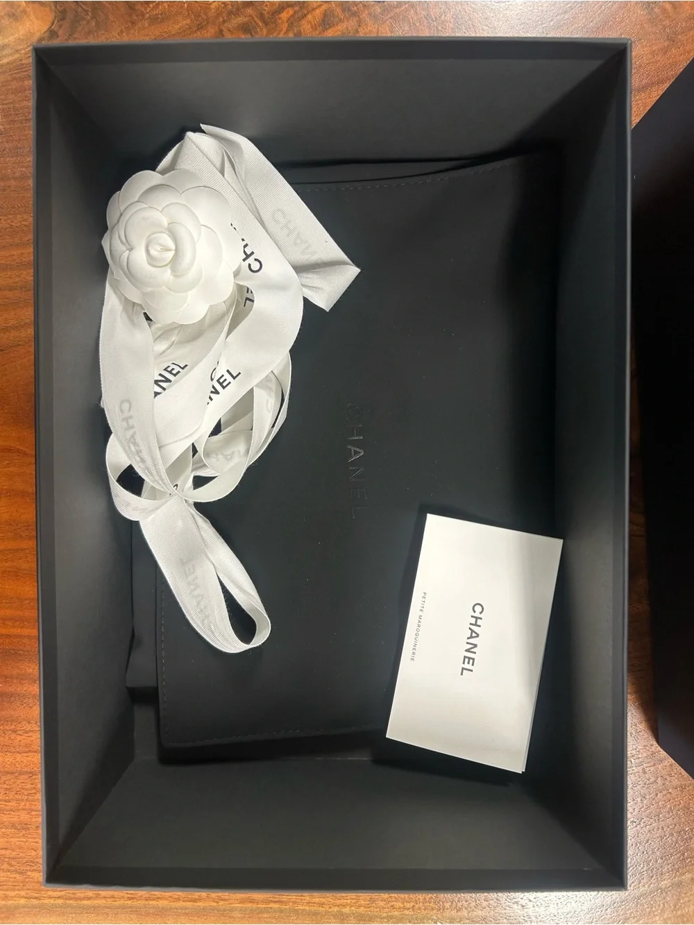 CHANEL Gift box with Dust Bag + Camellia Accessory-Medium Rectangular
